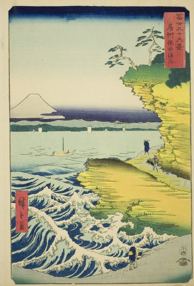 Hota Beach Awa tartományban (Boshu Hota no kaigan), a "Harminchat kilátás a Fuji-hegyre (Fuji sanjurokkei)" sorozatból alkotó: Utagawa Hiroshige