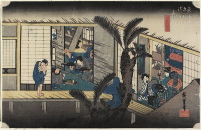Fogadó szolgálólányokkal, Akasaka, c. 1833 alkotó: Utagawa Hiroshige