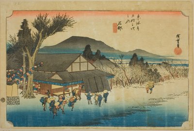 Ishibe: Megawa Village (Ishibe, Megawa no sato), a "Tokaido ötvenhárom állomása (Tokaido gojusan tsugi no uchi)" sorozatból, más néven Hoeido Tokaido alkotó: Utagawa Hiroshige