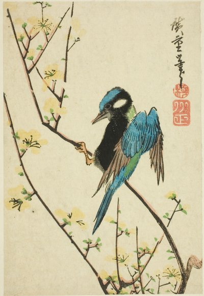 Java veréb cseresznye ágon alkotó: Utagawa Hiroshige