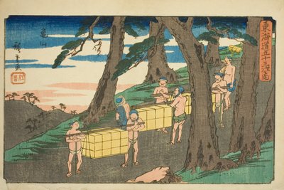 Kameyama, a te sorozatból: „Ötvenhárom s tachi hang s f te városi fok (városi fok fő hegy)” alkotó: Utagawa Hiroshige