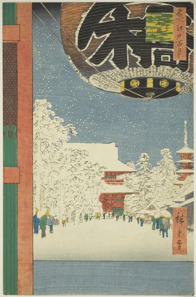 Kinryu megmaradt parlamenti képviselő Asakusában (Asakusa Kinryu megmaradt), a te sorozatból: „Ridge for d re d fa net s Views of Edo (Edo száz híres látnivalója)” alkotó: Utagawa Hiroshige