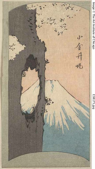 Koganei, a "Kivágott képek Edo híres helyeiről (Edo meisho harimaze zue)" című sorozat lapjának része. alkotó: Utagawa Hiroshige