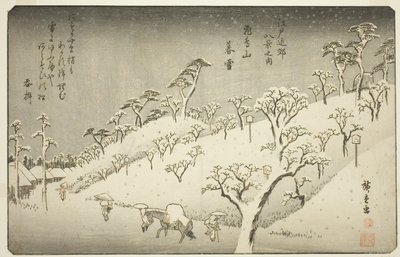 Asukayama (este hó Asukayamában), a ``Anglia az Edo környezetének tagjait nézi (az Edo Bank nyolc nézetének egyike) című sorozatból. alkotó: Utagawa Hiroshige