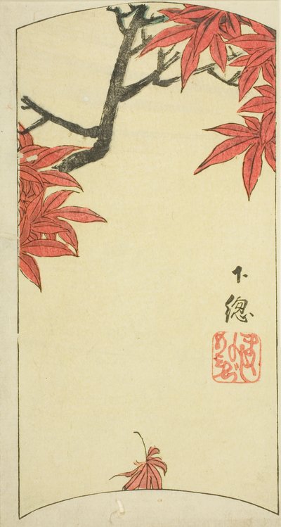 Juharlevelek Shimosa tartományban (Shimosa, momiji), a sz. lap szakasza. 7 a "Kivágott képek a tartományokból (Kunizukushi harimaze zue)" sorozatból alkotó: Utagawa Hiroshige