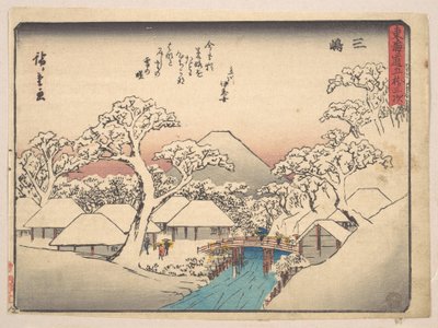 Mishima, a Tōkaidō út ötvenhárom állomása című sorozatból (Tōkaidō gojūsan tsugi, Mishima), más néven Kyōka Tōkaidō (szellemes versek) alkotó: Utagawa Hiroshige