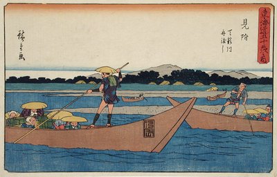 Mitsuke: átkelés komppal a Tenryū folyón alkotó: Utagawa Hiroshige