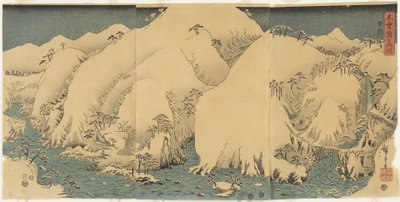 Hegy és folyó a Kiso-hágónál, 1857. augusztus alkotó: Utagawa Hiroshige