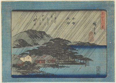 Night Rain at Karasaki alkotó: Utagawa Hiroshige