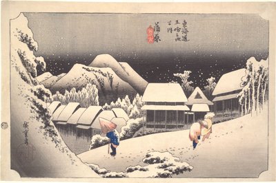 Éjszakai hó Kanbarában, az „A Tókaidó ötvenhárom állomása” című sorozatból alkotó: Utagawa Hiroshige