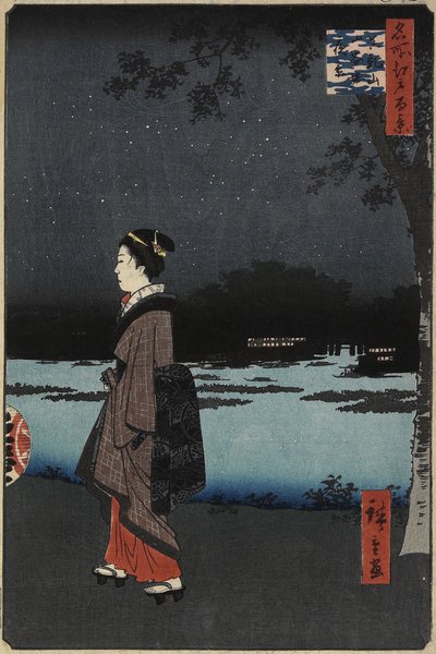 Éjszakai kilátás a Sanya-csatornára, Matsuchi-hegy, 1857. augusztus alkotó: Utagawa Hiroshige