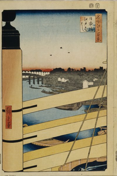 Nihonbashi és Edobashi híd Edo száz híres képe, 1856-1858 alkotó: Utagawa Hiroshige