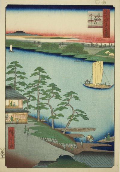 Shinjuku komp (Shinjuku me), a te sorozatból: "Ridge d re d fa s view of Edo (Edo Száz híres kilátása)" alkotó: Utagawa Hiroshige