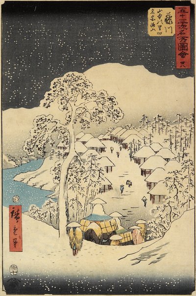 38. számú Nakayama falu Fujikawában, 1855 júliusában alkotó: Utagawa Hiroshige