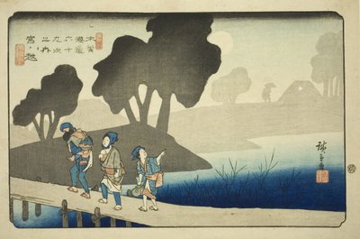nak,-nek. 37: Miyanokoshi, a "Shixty-nines of the kisokaido" sorozatból alkotó: Utagawa Hiroshige