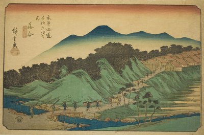 nak,-nek. 45: Ochiai, a Te sorozatból: "Shi x t y ne s ta on s of te kisokaid (kisokaido rokujukyu tsugi no uchi)" alkotó: Utagawa Hiroshige