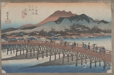 No. 55 "Kiotó: A Nagy Sanjo híd" A Tokaido 53 állomásáról, 1833 körül alkotó: Utagawa Hiroshige