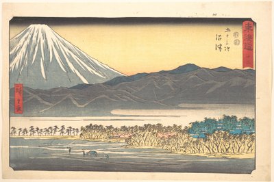 Numazu, a „A Tókaidó ötvenhárom állomása (Tōkaidō gojūsan tsugi)” sorozat 13. száma alkotó: Utagawa Hiroshige