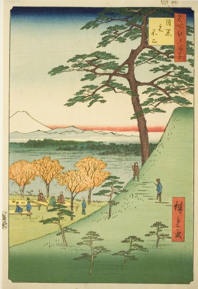 Eredeti l Fuji, Meguro (Meguro Motofuji), a te sorozatból: "Ridge a háló gerinceihez Views of Edo (One Hundred Famous Views of Edo)" alkotó: Utagawa Hiroshige
