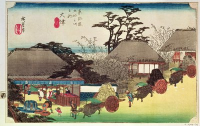 Otsu, illusztráció a Tokaido út ötvenhárom állomásából, pub. szerző: Takenouchi Magohachi, 1831-1834 körül (színes fatömb) alkotó: Utagawa Hiroshige