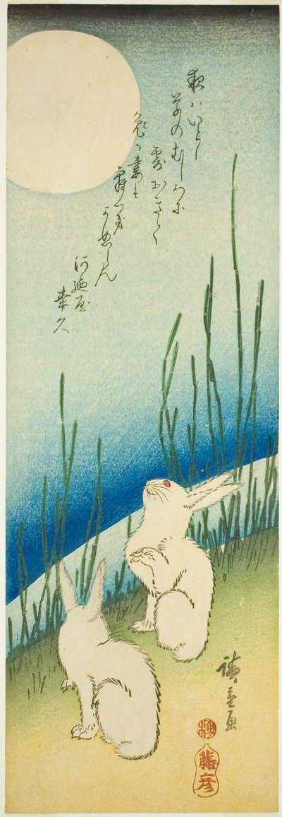 Nyulak telihold alatt alkotó: Utagawa Hiroshige