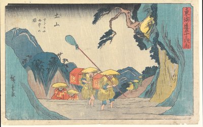 Eső a Szuzuka-hegyen, Tsucsijamában alkotó: Utagawa Hiroshige
