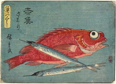 Red Snapper and Halfbeak, 1830-1844 alkotó: Utagawa Hiroshige