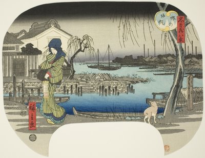 Visszatérő vitorlák Sakainál (Sakai no kihan), a "Nyolc nézet a hűséges megtartók kincstárából (Chushingura hakkei)" sorozatból alkotó: Utagawa Hiroshige