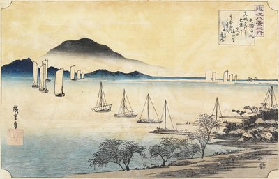 Visszatérő vitorlák Yabase-ban, 1834 körül alkotó: Utagawa Hiroshige