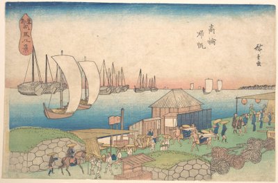 Folyóparti látkép Takanawánál alkotó: Utagawa Hiroshige