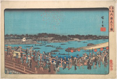 Tűzijáték Rjógokunál alkotó: Utagawa Hiroshige
