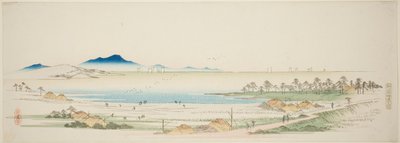 Gyotoku sós strandja (Gyotoku shiohama no zu), az Edo külvárosának híres kilátásait bemutató sorozatból alkotó: Utagawa Hiroshige