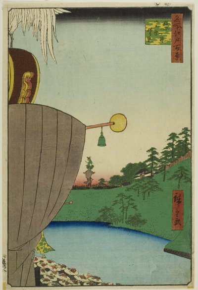 Sanno fesztivál felvonulása Kojimachi Itchoméban (Kojimachi Itchome Sanno Matsuri nerikomi), a "One Hundred Famous Views of Edo (Meisho Edo hyakkei)" sorozatból. alkotó: Utagawa Hiroshige