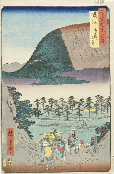 Sanuki tartomány, távoli kilátás a Zōzu-hegyre alkotó: Utagawa Hiroshige