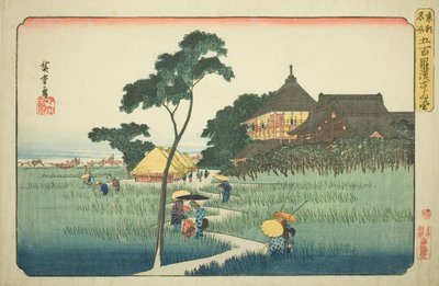 Sazai terem az Ötszáz Arhat templomában (Gohyaku rakan Sazaido), a "Híres helyek a keleti fővárosban (Toto meisho)" sorozatból alkotó: Utagawa Hiroshige