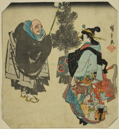 Seki: Ikkyu pap és a pokol udvarhölgye, az "Ötvenhárom párosítás a Tokaido úton (Tokaido gojusan tsui)" sorozatból alkotó: Utagawa Hiroshige