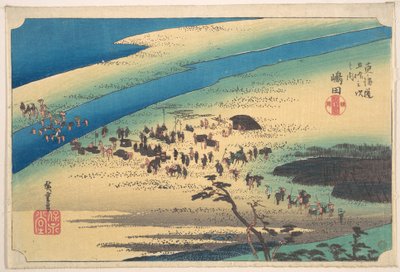 Shimada, az Ōi folyó jobb partja alkotó: Utagawa Hiroshige