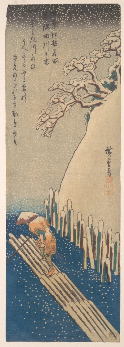 Schnee am Sumida-Fluss alkotó: Utagawa Hiroshige