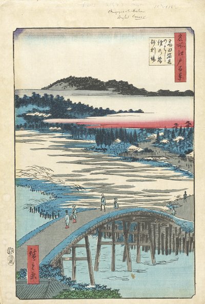 A Sugatami híd, az Omokage híd és Jariba Takatánál alkotó: Utagawa Hiroshige