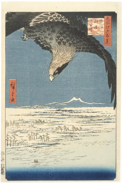 Susaki és a Fukagawa melletti Jmantsubo síkság a Száz híres edói látkép sorozatból, 1857 (színes fametszet) alkotó: Utagawa Hiroshige