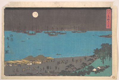 Holdfényes látkép Takanawában alkotó: Utagawa Hiroshige