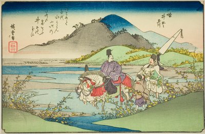 Az Ide Jewel folyó Yamashiro tartományban (Yamashiro Ide no Tamagawa), a "Six Jewel Rivers in Various Provinces (Shokoku Mu Tamagawa)" sorozatból alkotó: Utagawa Hiroshige