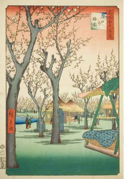 A kamata-i szilváskert (Kamata no umezono), 27. kép a "Száz híres edói látkép" (Meisho Edo hyakkei) sorozatból. alkotó: Utagawa Hiroshige