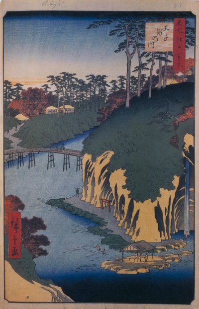 A Takinogawa az Ojiban Edo száz híres képe, 1856-1858 alkotó: Utagawa Hiroshige