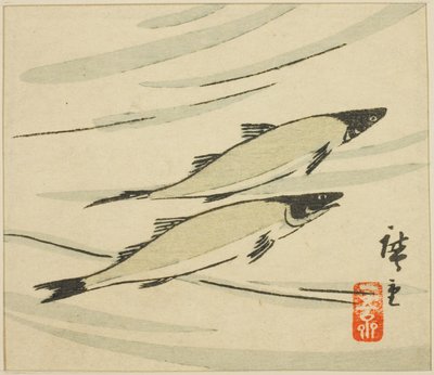 Pisztráng, egy harimaze lap része alkotó: Utagawa Hiroshige