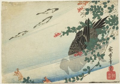 Pisztráng, kacsa és lóhere alkotó: Utagawa Hiroshige