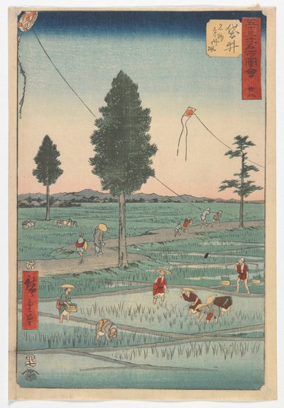 Huszonnyolc, Fukuroi, Edo-korszak, 1855 (színes fatömbnyomat) alkotó: Utagawa Hiroshige