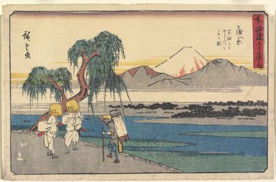 Kilátás a Fuji-folyóra Kanbara városában, Iwabuchi felől alkotó: Utagawa Hiroshige