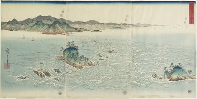 Kilátás az örvényfürdőkre Awa tartományban, 1857 alkotó: Utagawa Hiroshige