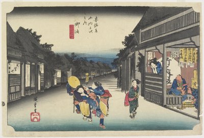 Utazókat kérő nők, Goyu, c. 1833 alkotó: Utagawa Hiroshige
